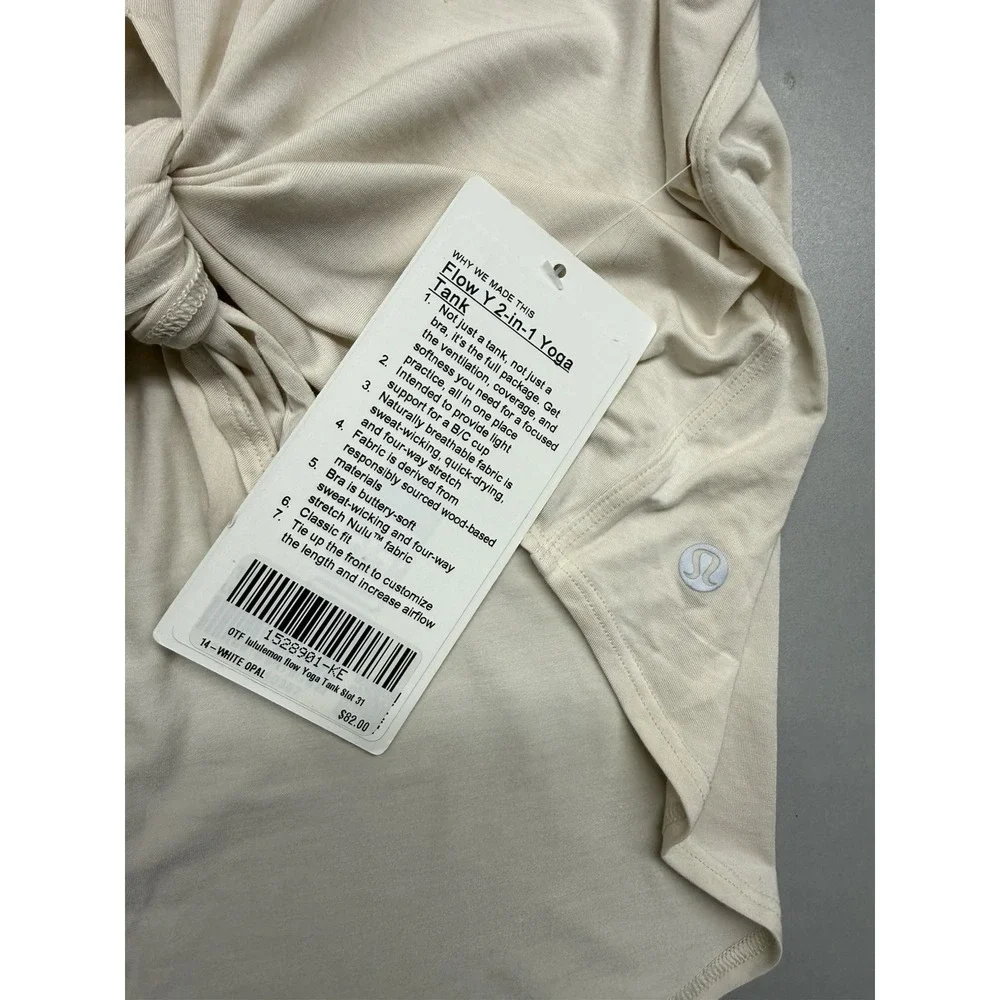 Lululemon Orange Theory Flow Y 2-in-1 Yoga Tank. White Opal. Sz 14. NWT - Picture 10 of 13